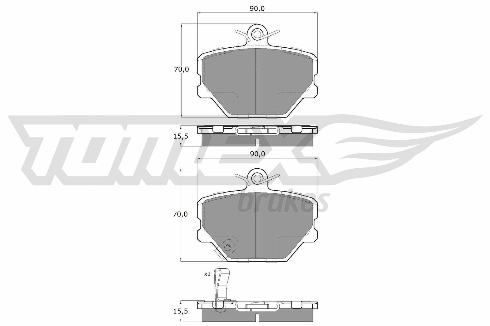 Sada brzdových destiček, kotoučová brzda TOMEX Brakes